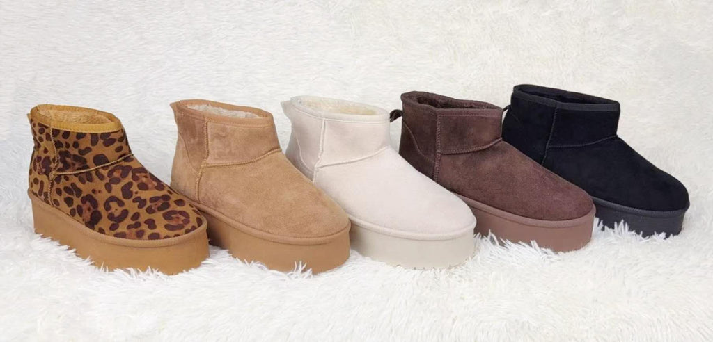 Botines de invierno con plataforma y forro cálido para mujer