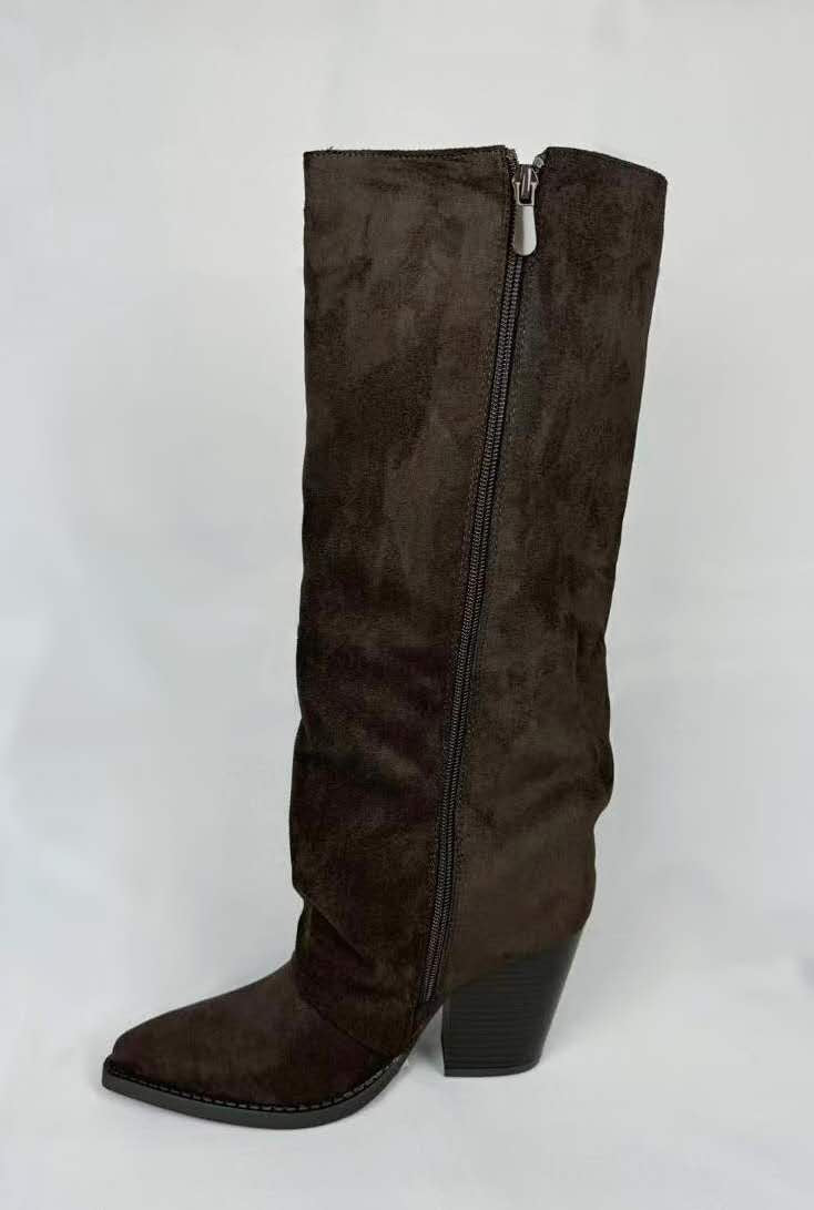 Bota cowboy largo con flecos